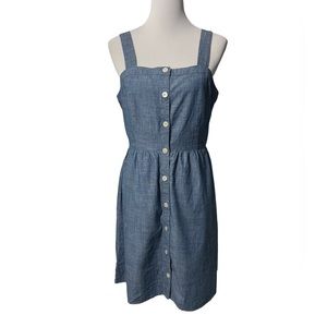 J.Crew Womens Jumper Dress Size 10 Blue Button Strappy Summer Empire Waist Aline